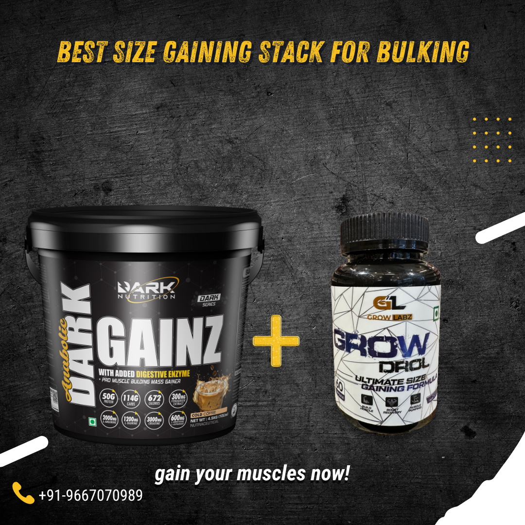 DARK NUTRITION ANABOLIC DARK GAINZ + GROW-DROL 10LB NATURAL SIZE GAINING COMBO FREE DELIVERY |
