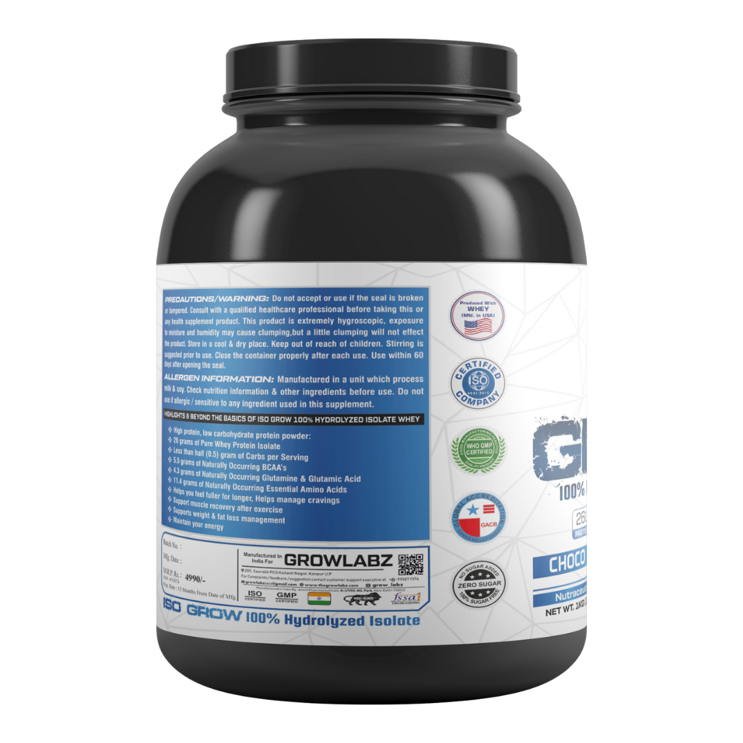 Growlabz Iso Grow 100% Whey Protein Hydrolyzed Isolate 4KG