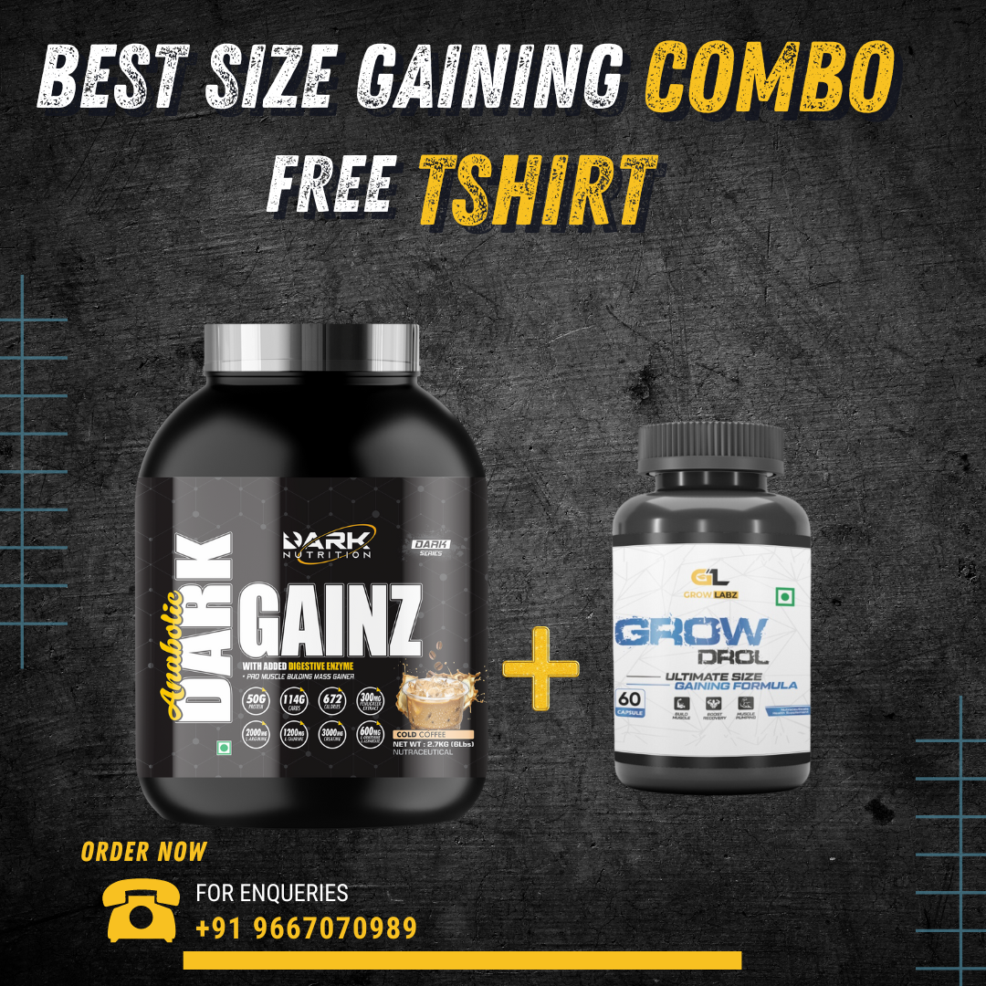 DARK NUTRITION ANABOLIC DARK GAINZ + GROW-DROL 6LB NATURAL SIZE GAINING COMBO FREE DELIVERY