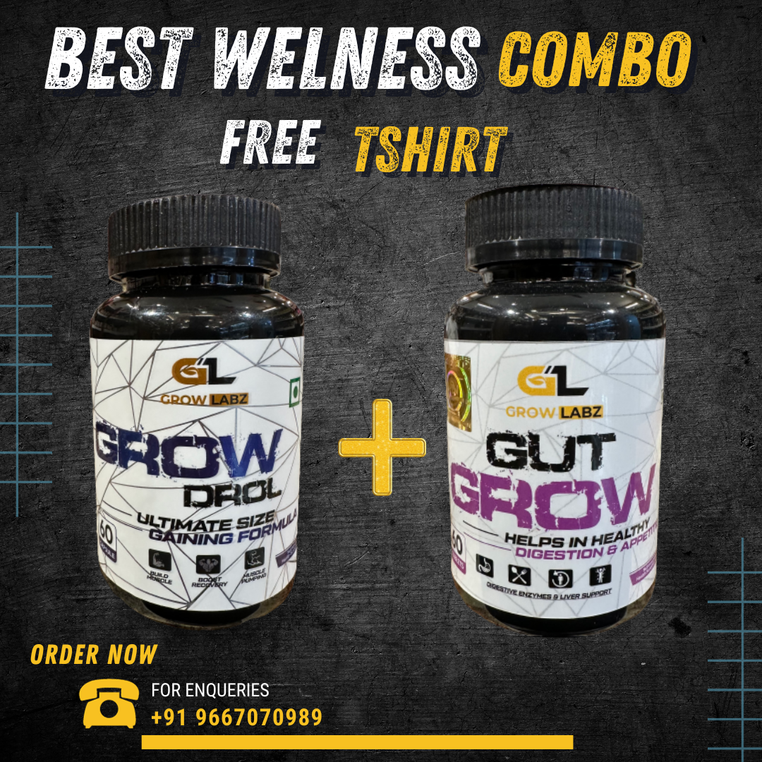 GROWLABZ GROWDROL+ GUT GROW BEST SIZE GANINING CAPSULES COMBO |