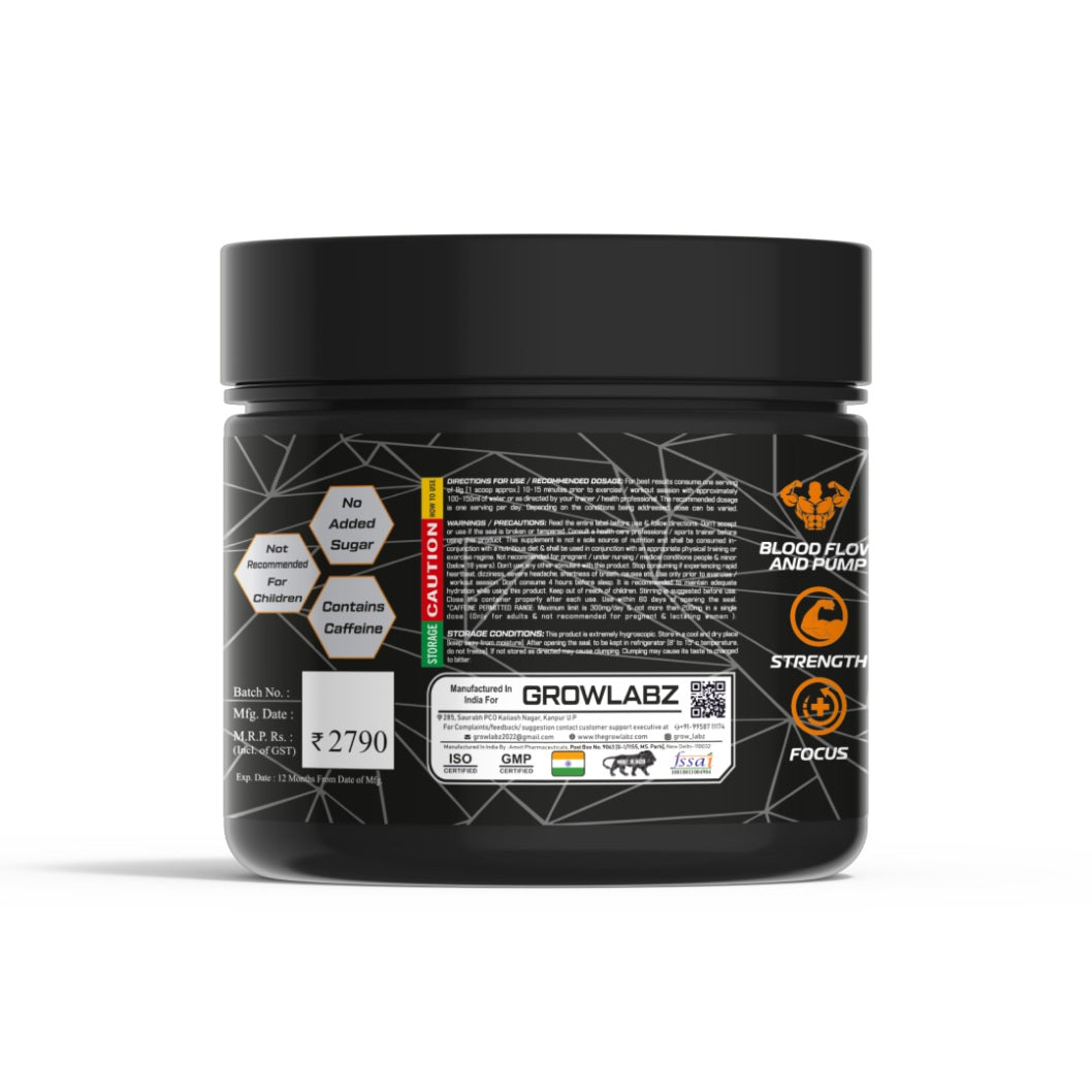 GROWLABZ BADMAN PREWORKOUT 50 SERVINGS 400G |