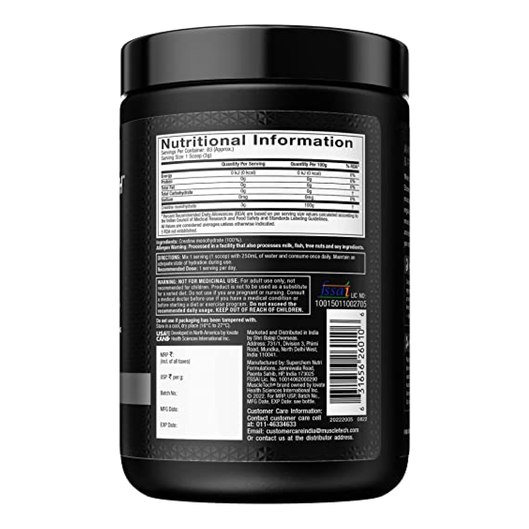 MuscleTech Platinum 100% Creatine – 250g, Unflavoured