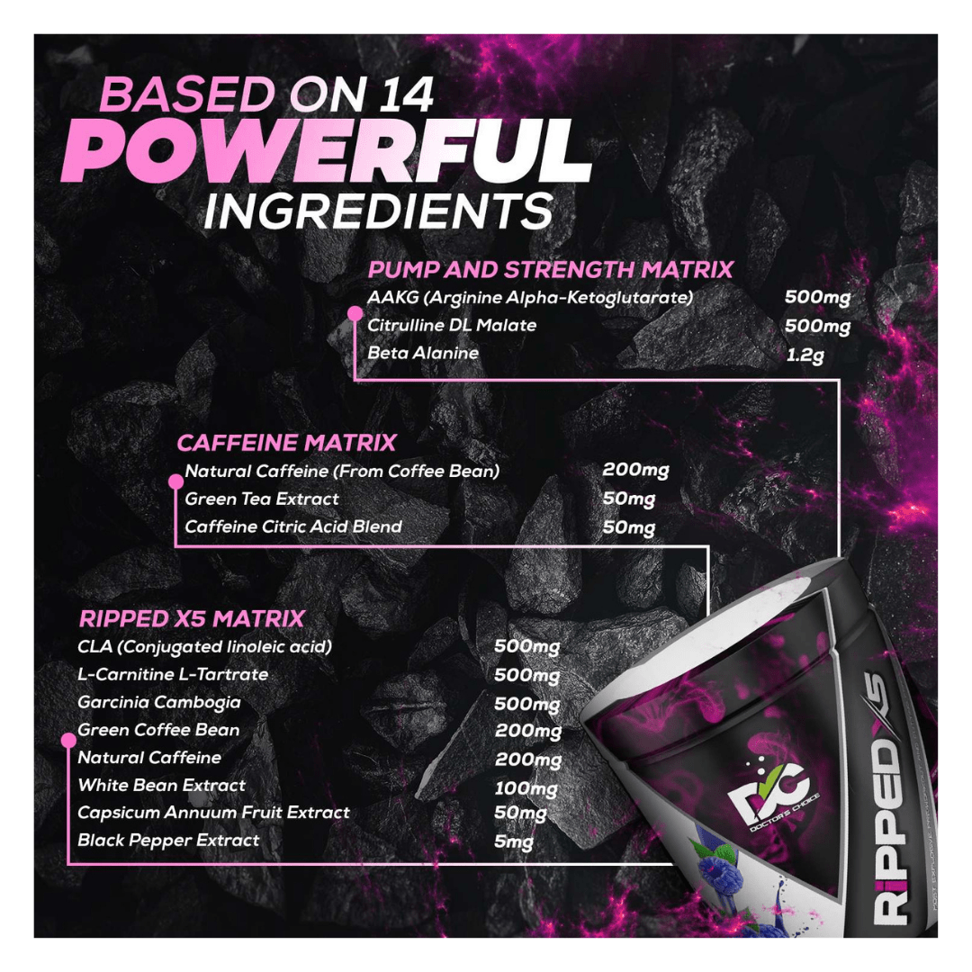 DC Doctor’s Choice Ripped X5 Pre Workout | Free Shipping |