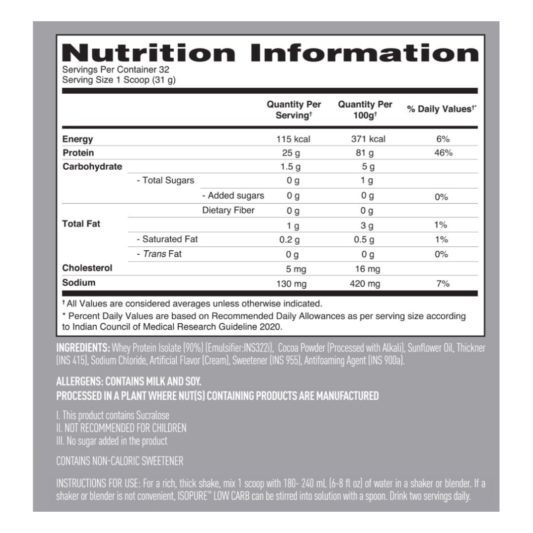 Isopure Low Carb 100% Whey Protein Isolate Powder 2kg