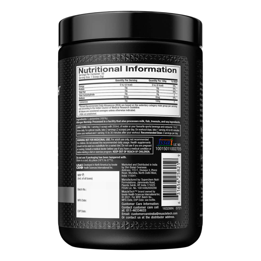 MuscleTech Platinum 100% Glutamine 250G
