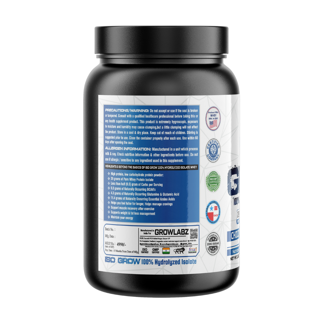 Growlabz Iso Grow 100% Pure Isolate Whey Protein 1KG |