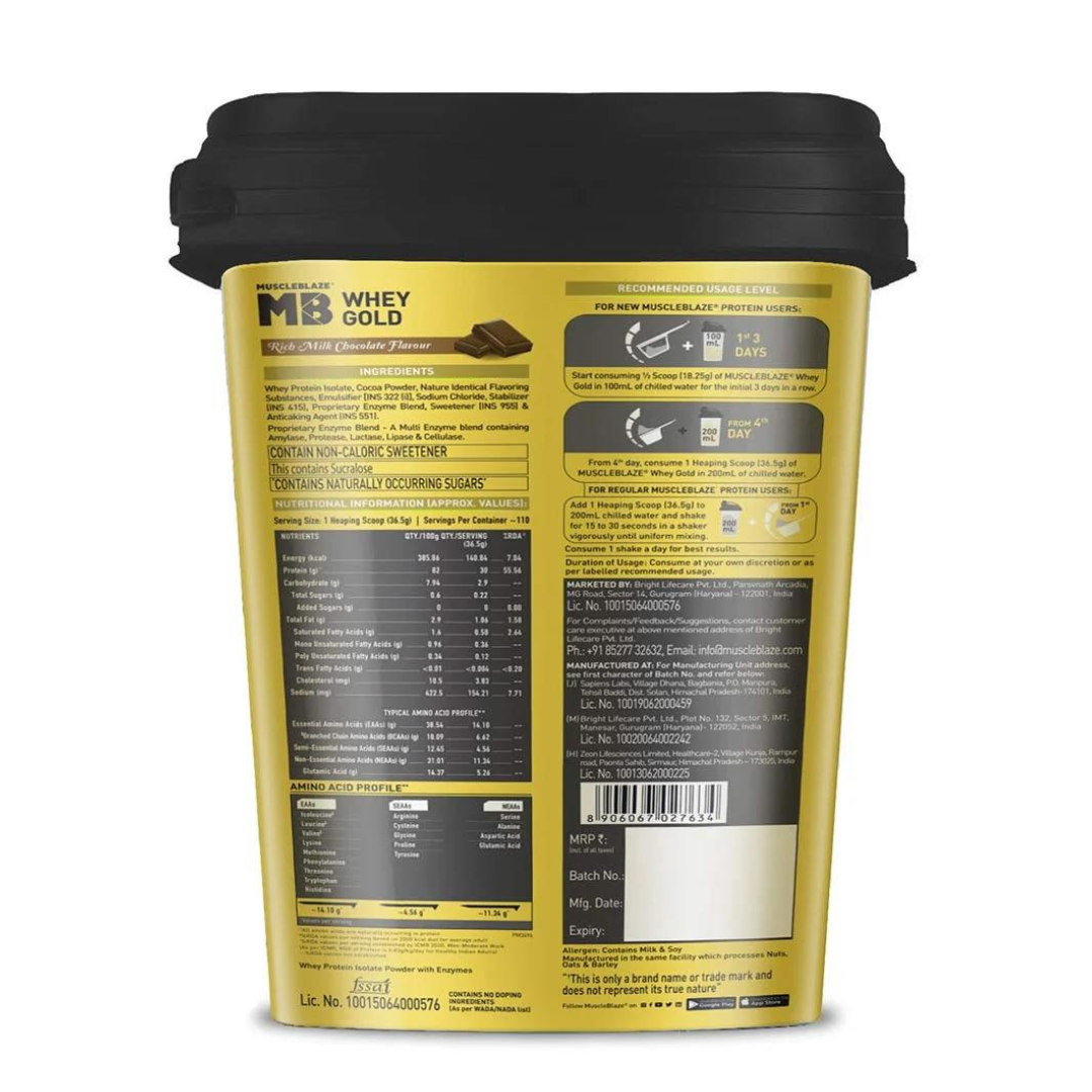(MB) MuscleBlaze Whey Gold 100% Whey Protein Isolate 4 Kg |