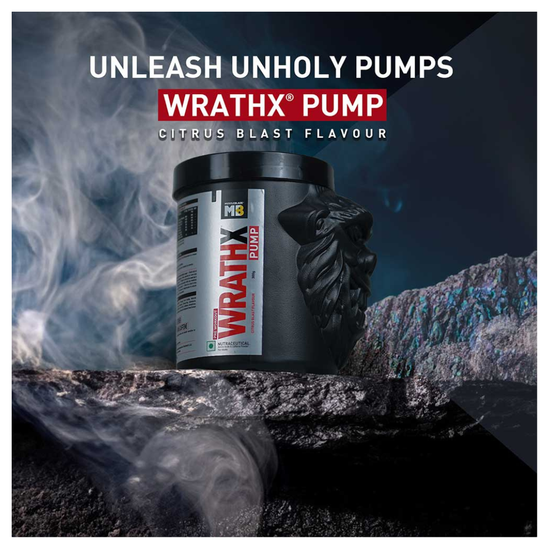MuscleBlaze WrathX Pump Pre-Workout 300 g (Citrus Blast)