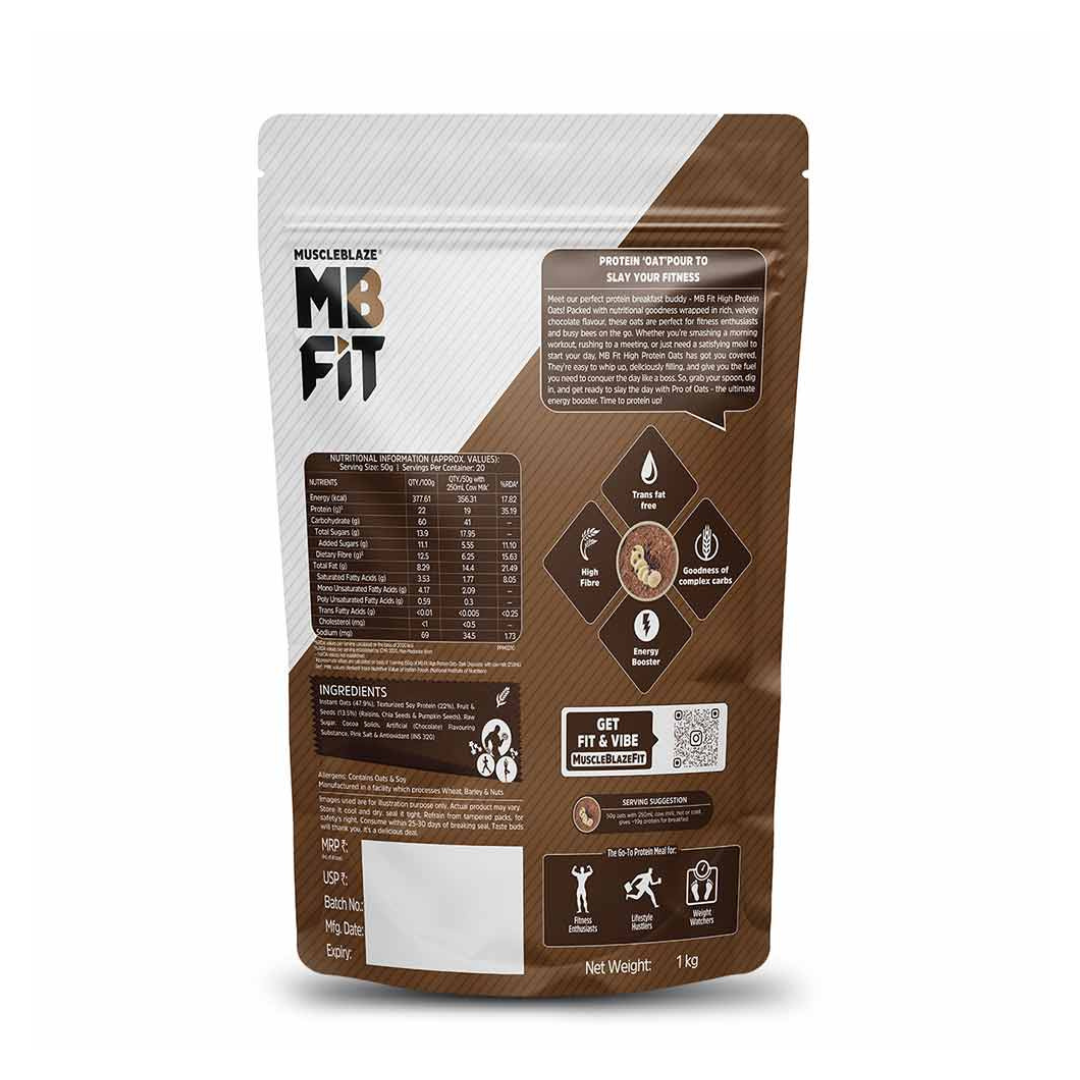 MuscleBlaze High Protein Oats, 1 kg, Dark Chocolate