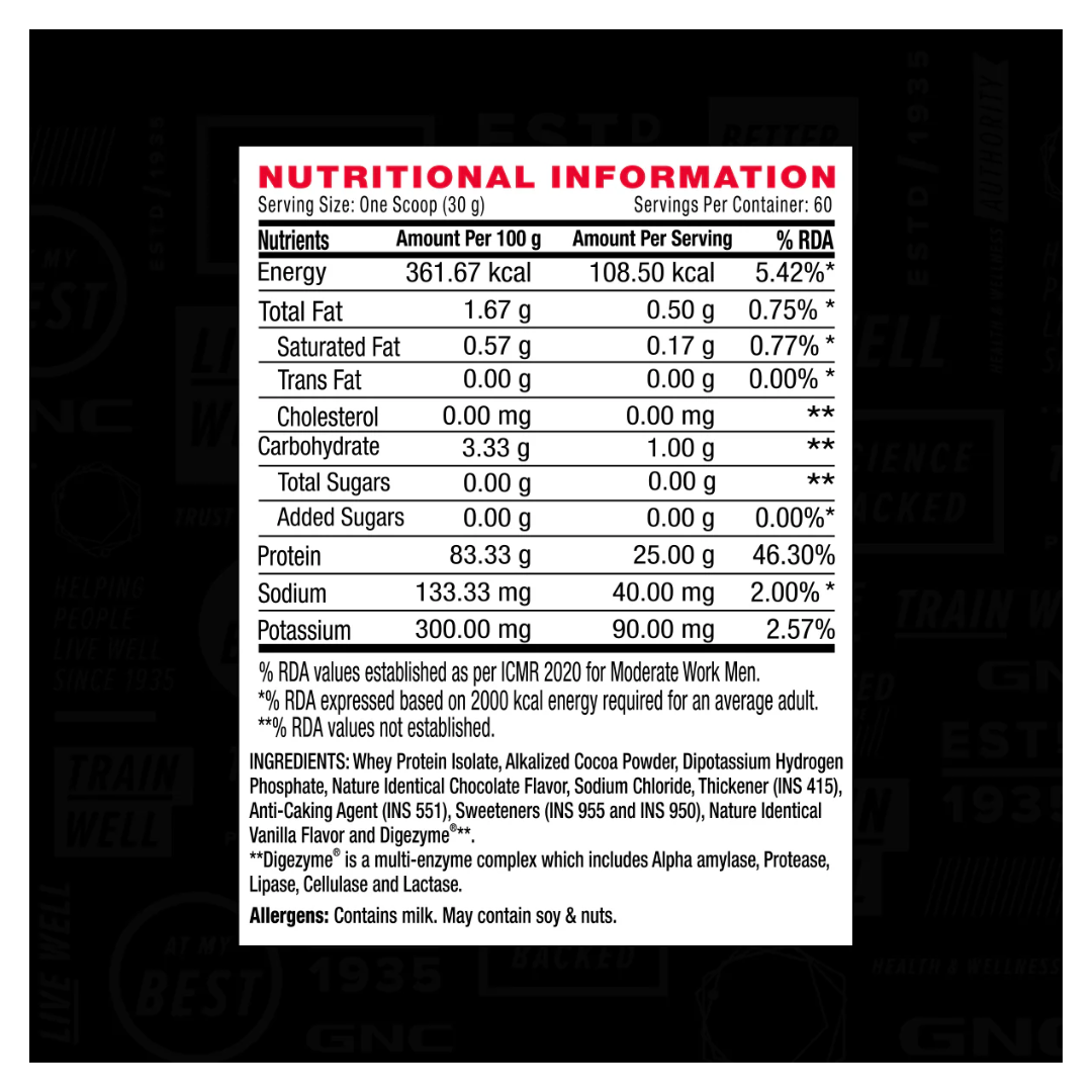 GNC AMP Pure Isolate Protein Low Carb – 1.81 Kg