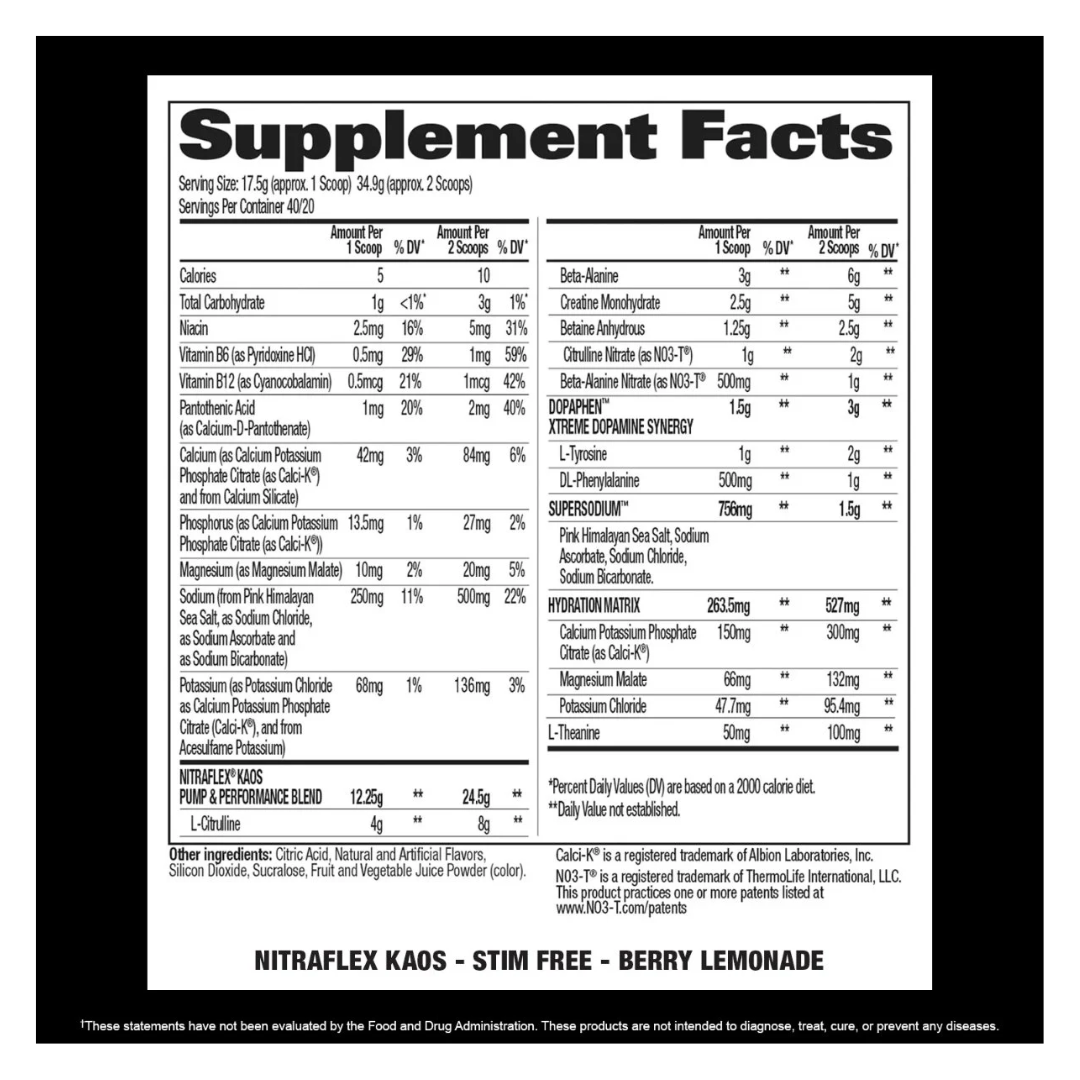 GAT Nitraflex Kaos Stim Free Pre Workout 733G