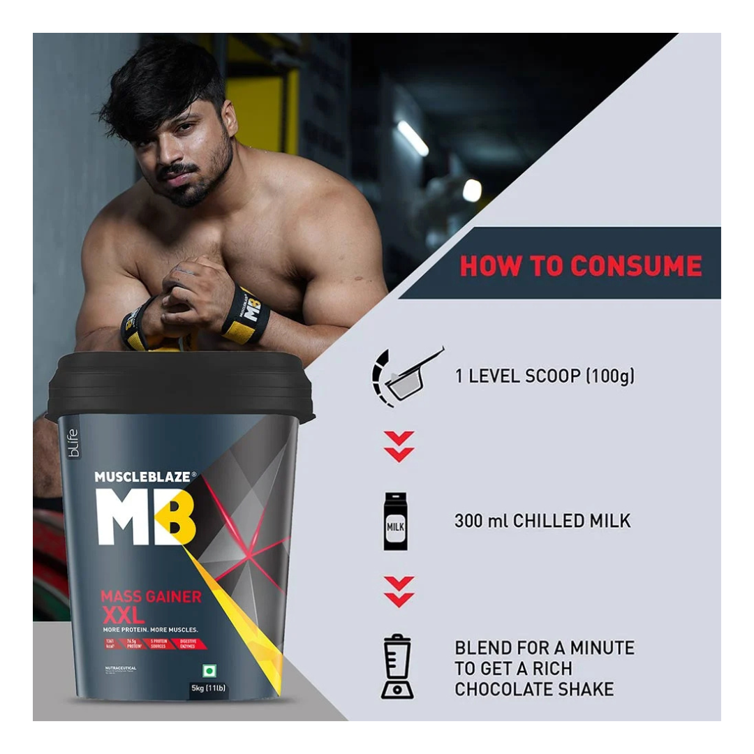 (MB) MuscleBlaze Mass Gainer XXL 5 kg , Chocolate