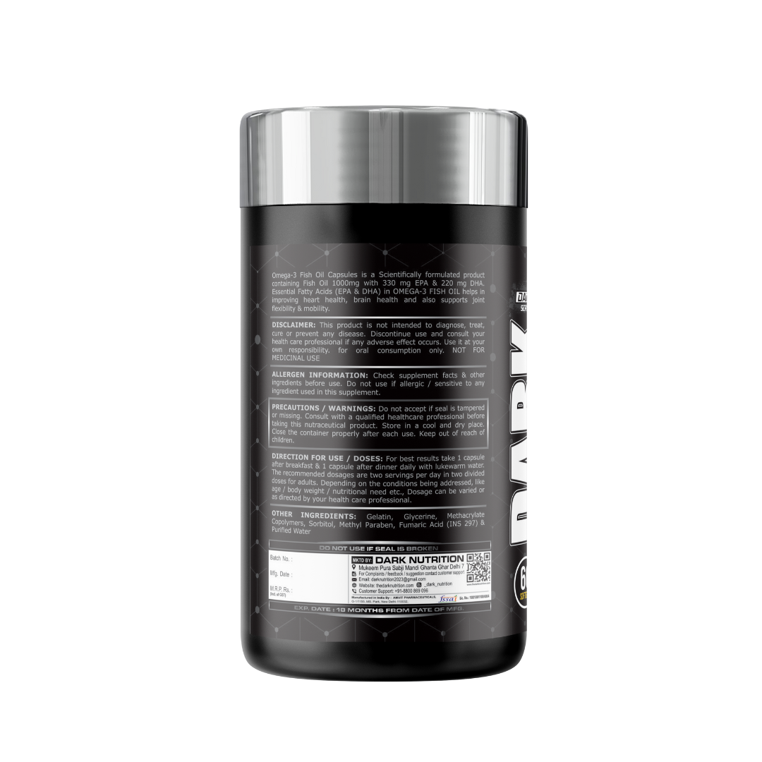 DARK NUTRITION OMEGA 3 FISH OIL (DOUBLE STRENGTH) FREE DELIVERY