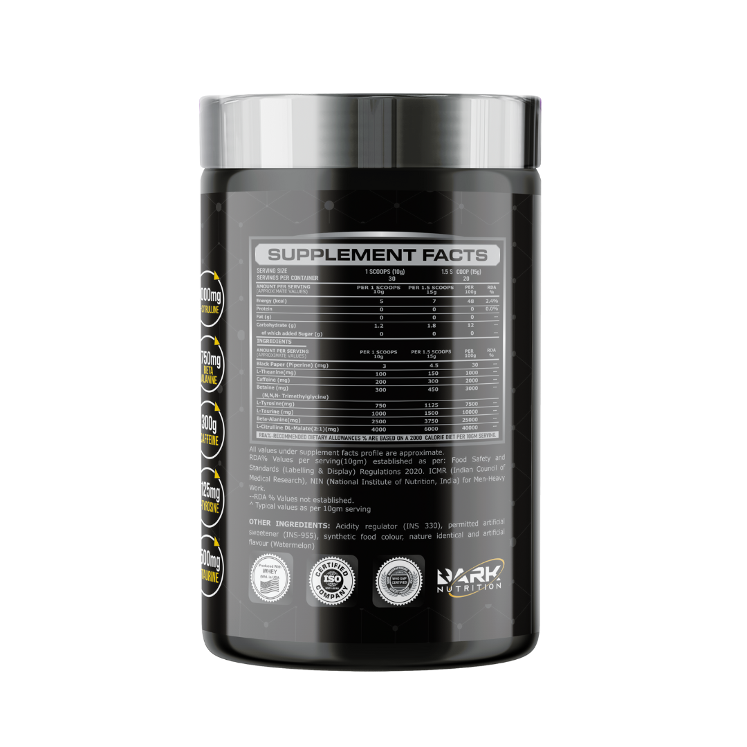 DARK NUTRITION DARK PUMP PRE-WORKOUT 300GM (ULTRA CONCENTRATED) |