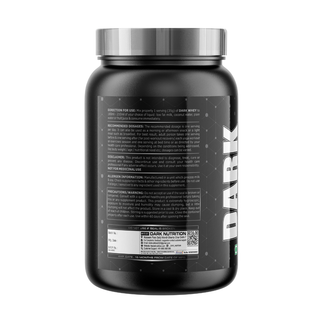 DARK NUTRITION DARK WHEY PROTEIN (27G PROTEIN) 1KG (CHOCOLATE) | FREE SHAKER