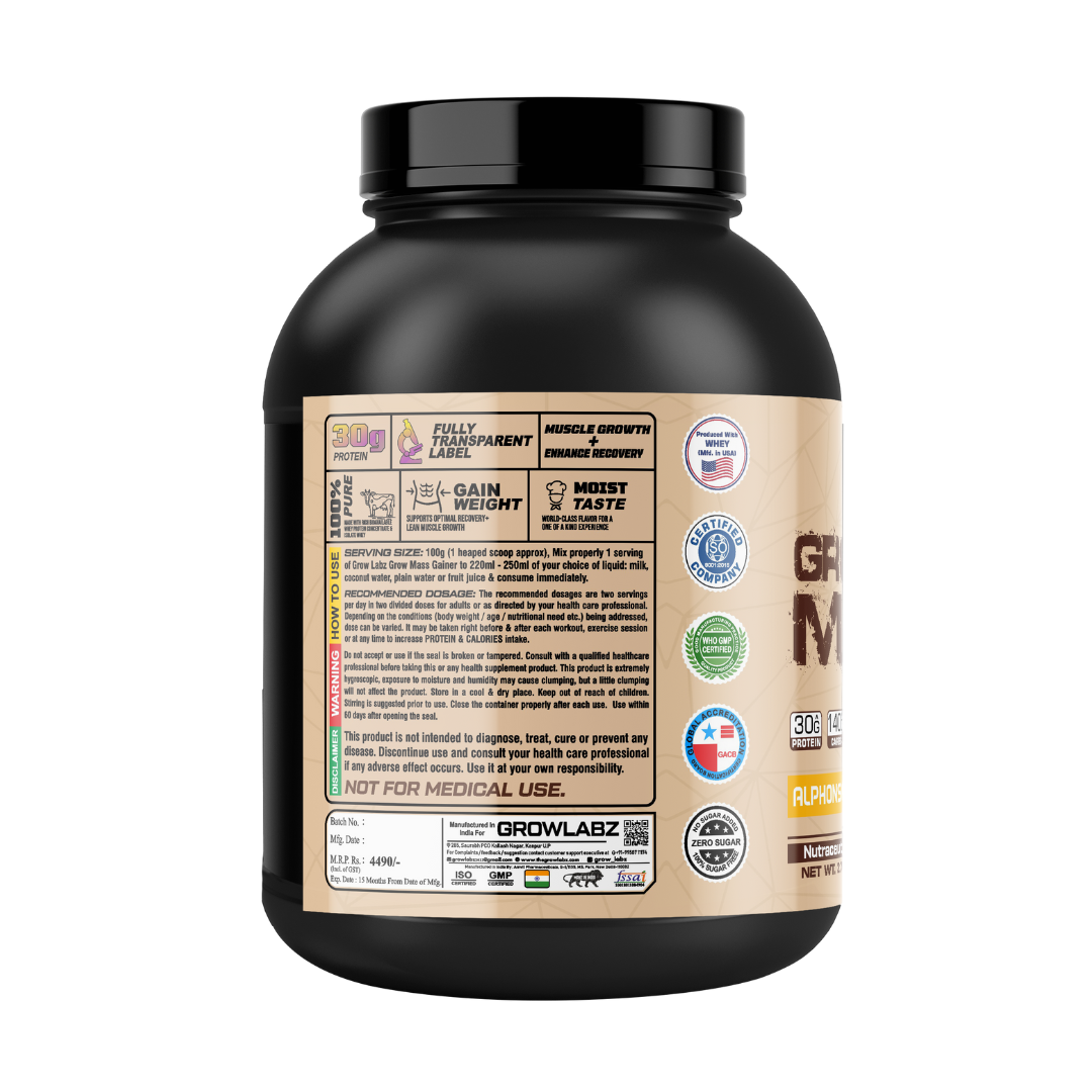 Growlabz Grow Mass Gainer + Growdrol 6LB ( BEST SIZE GAINING STACK )